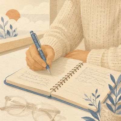 Hand Writing Reflections in Prayer Journal