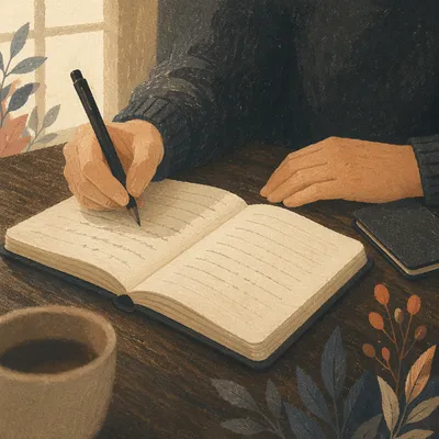 Hands Writing in a Quiet Prayer Journal