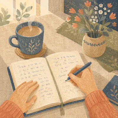 Morning Prayer Journal Writing at Breakfast Nook
