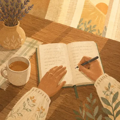 Morning Prayer Journal Writing at Kitchen Table