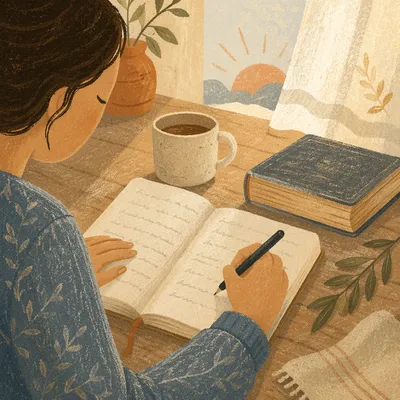 Morning Prayer Journal at Kitchen Table