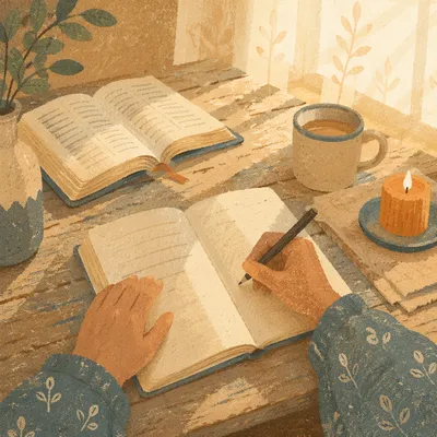 Morning Prayer Journal Writing at Kitchen Table
