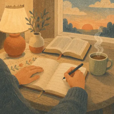 Morning Prayer Journal at Kitchen Table