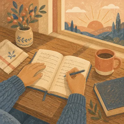 Morning Prayer Journal at Kitchen Table