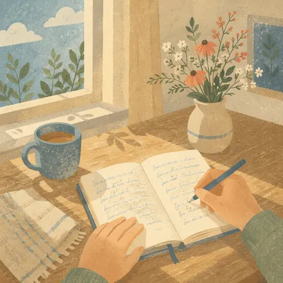 Morning Prayer Journal Writing at Breakfast Table