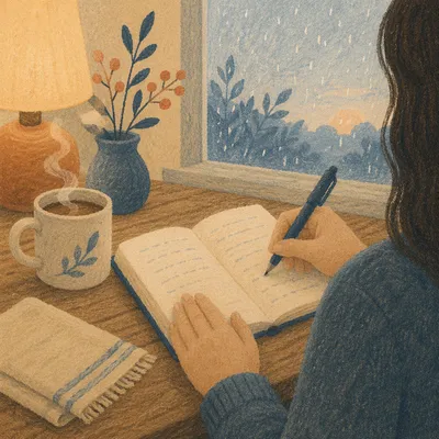 Morning Prayer Journal at Kitchen Table