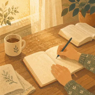 Morning Prayer Journal at Kitchen Table