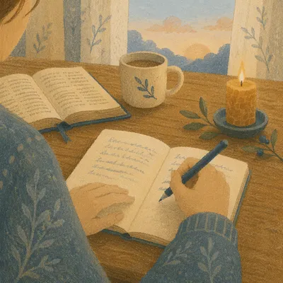 Morning Prayer Journal at Kitchen Table