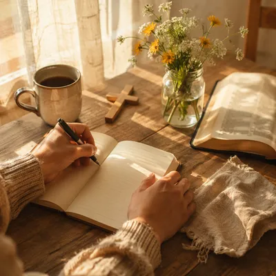 Morning Prayer Journal Writing at Kitchen Table