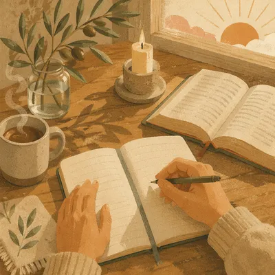 Morning Prayer Journal at Kitchen Table
