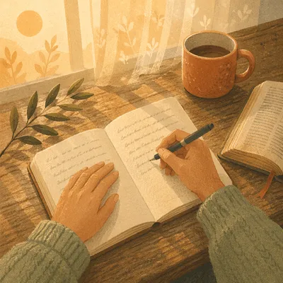 Morning Hands Writing in Prayer Journal