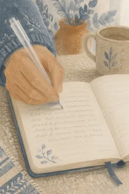 Hand Writing in a Quiet Prayer Journal