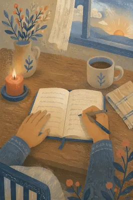 Hands Writing in Quiet Prayer Journal