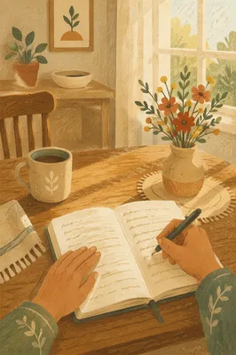 Hands Writing in Morning Prayer Journal