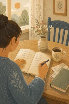 Morning Prayer Journal Writing at Kitchen Table