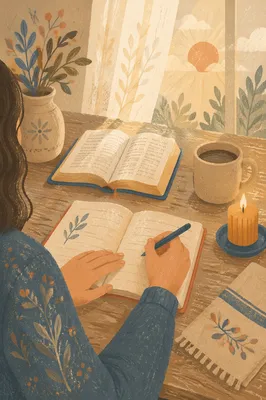 Morning Prayer Journal at Kitchen Table