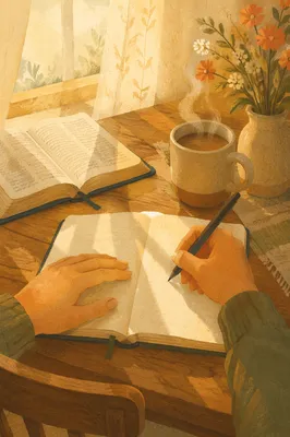 Morning Prayer Journal Writing at Kitchen Table
