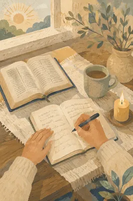 Morning Prayer Journal at Kitchen Table
