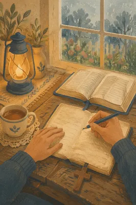 Morning Prayer Journal Writing by Window