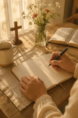 Morning Prayer Journal Writing at Kitchen Table