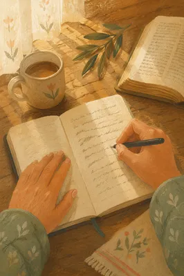 Morning Hands Writing in Prayer Journal