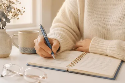 Hand Writing Reflections in Prayer Journal