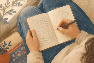 Hands Writing in a Quiet Prayer Journal