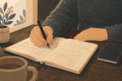 Hands Writing in a Quiet Prayer Journal