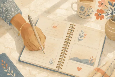 Hand Writing in Morning Prayer Journal