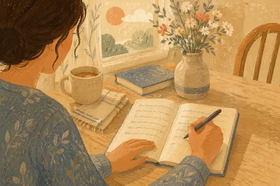 Morning Prayer Journal Writing at Kitchen Table