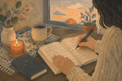 Morning Hands Writing in Prayer Journal