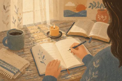 Morning Prayer Journal at Kitchen Table