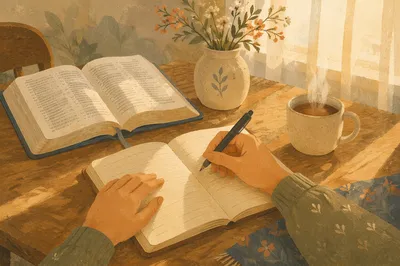 Morning Prayer Journal at Kitchen Table