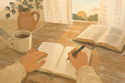 Morning Hands Writing in Prayer Journal