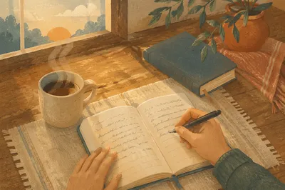 Morning Hands Writing in Prayer Journal