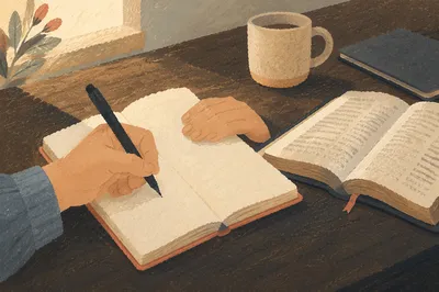 Hands Writing in a Prayer Journal