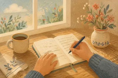 Morning Prayer Journal with Hands Writing