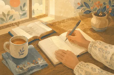 Morning Prayer Journal Writing at Kitchen Table
