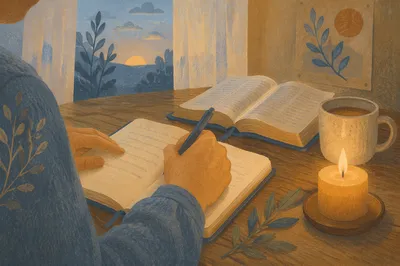 Morning Prayer Journal at Kitchen Table