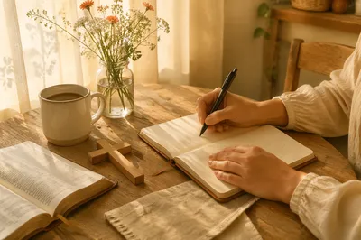Morning Prayer Journal at Kitchen Table