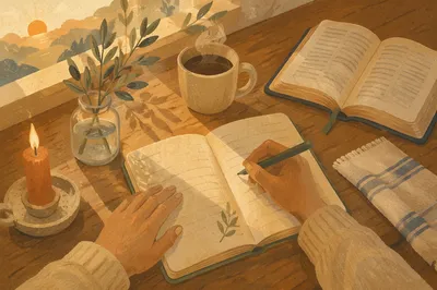Morning Prayer Journal at Kitchen Table