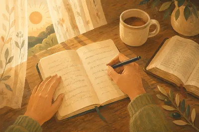 Morning Hands Writing in Prayer Journal