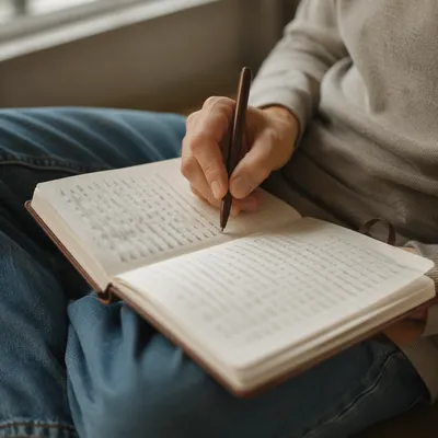 Hands Writing in a Quiet Prayer Journal