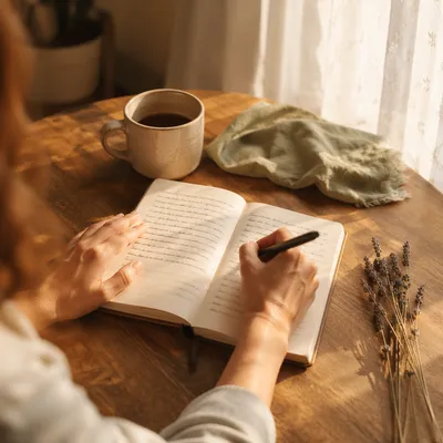 Morning Hands Writing in Prayer Journal
