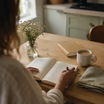 Morning Prayer Journal Writing at Kitchen Table