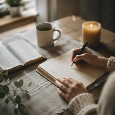 Morning Prayer Journal at Kitchen Table