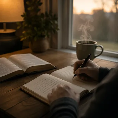 Morning Hands Writing in Prayer Journal