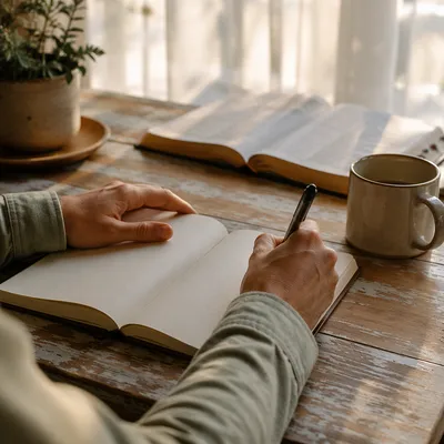 Morning Prayer Journal Writing at Kitchen Table