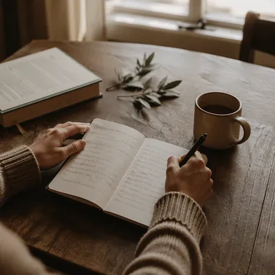 Morning Hands Writing in Prayer Journal