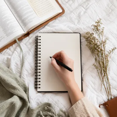 Morning Prayer Journal Writing Flat Lay